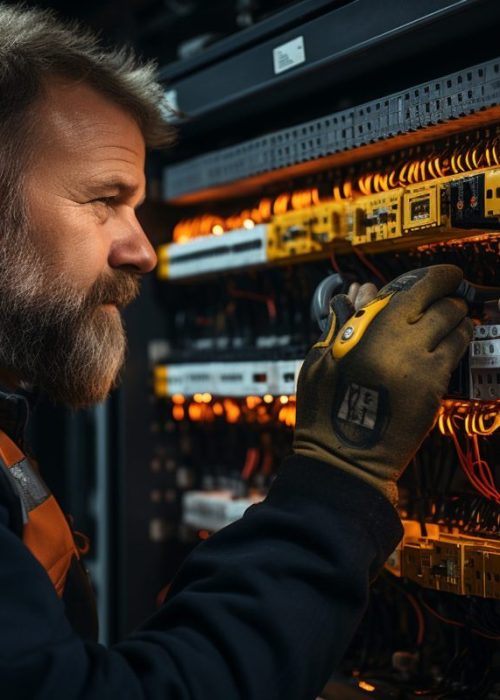 technician repairing electrical board in the workshop,generative ai